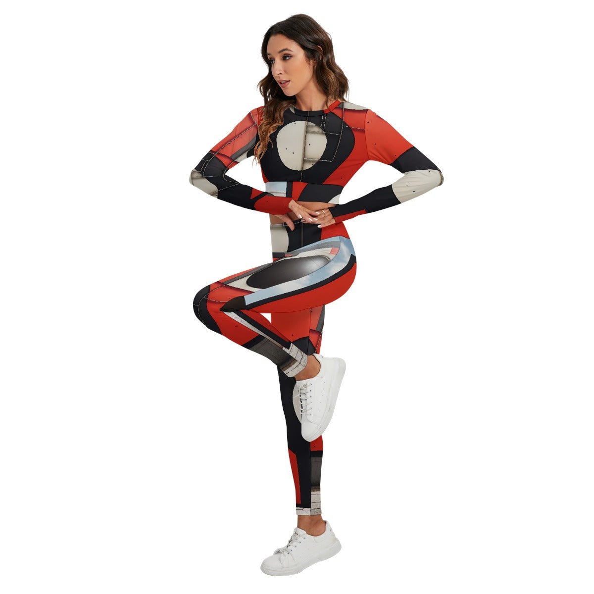 All-Over Print Women's Sport Set With Backless Top And Leggings