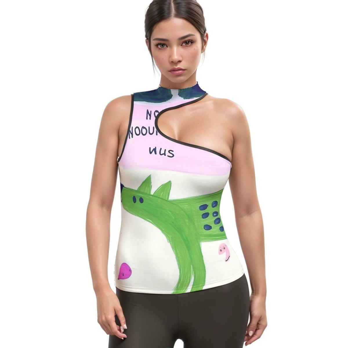 All-Over Print Women's Halter Sleeveless Asymmetrical Tank Top