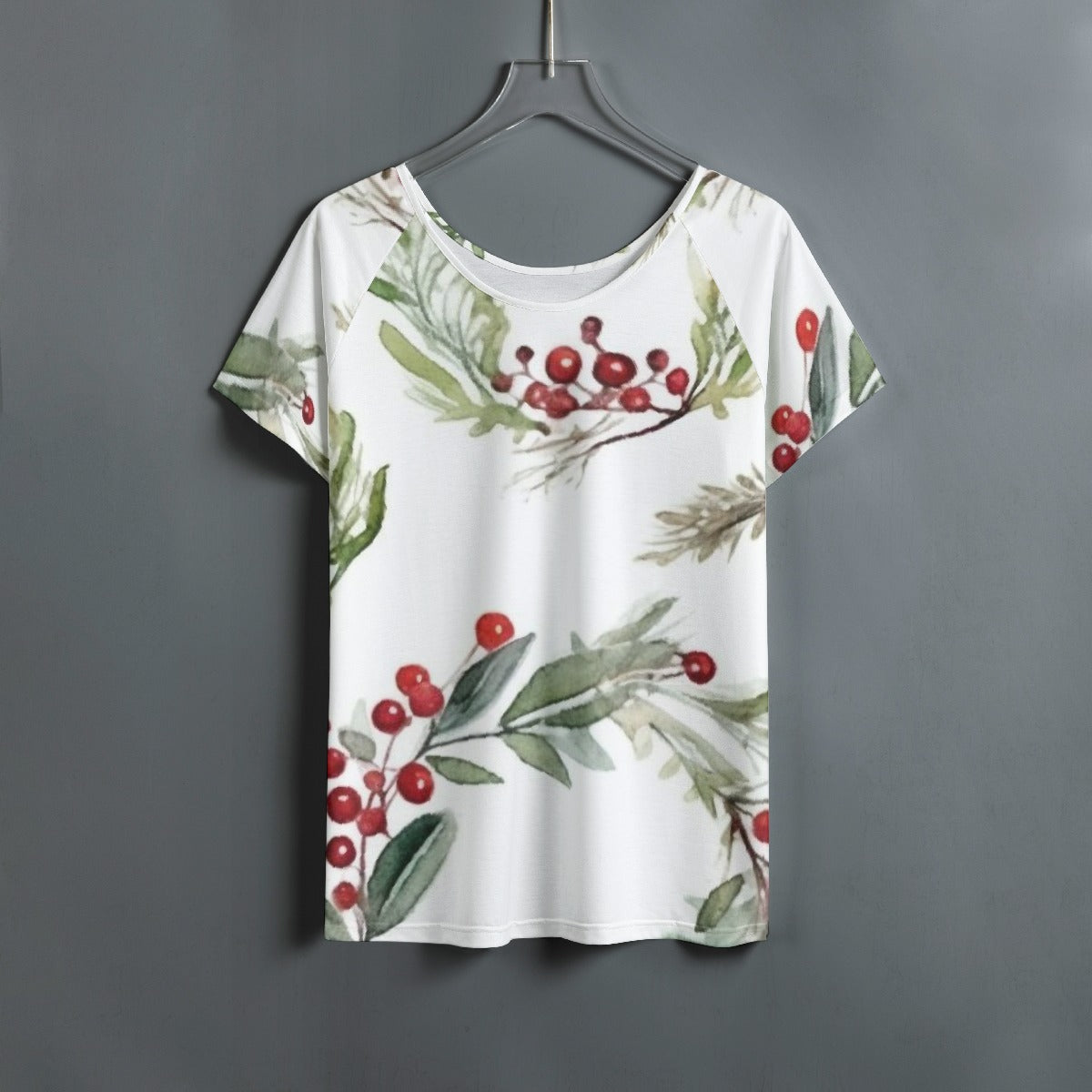 All-Over Print Women's Round Neck T-shirt With Raglan Sleeve