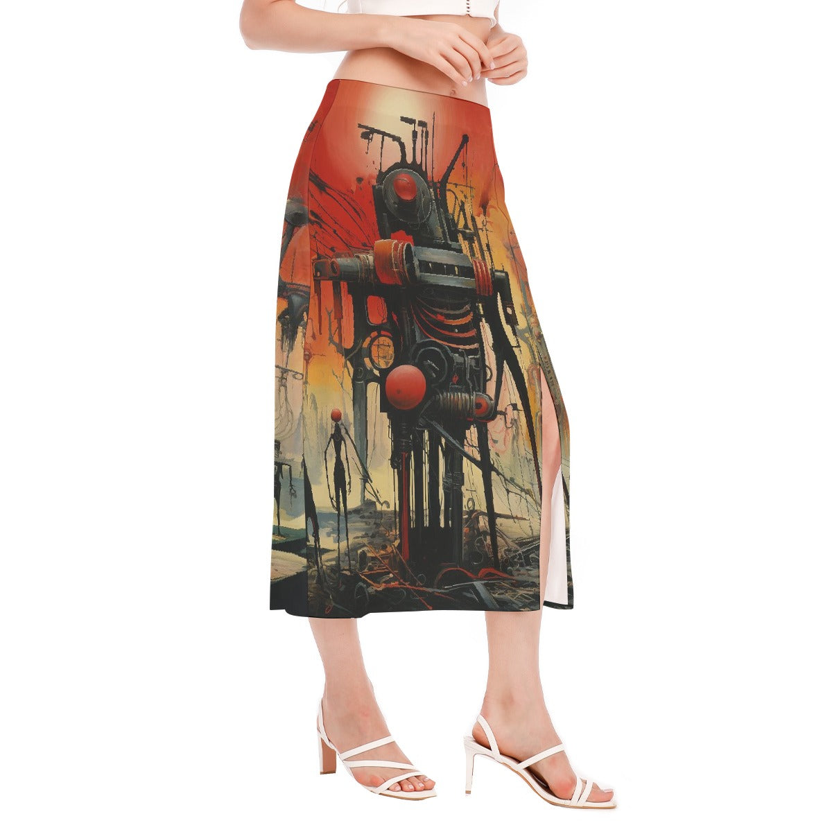 All-Over Print Women's High Slit Long Skirt