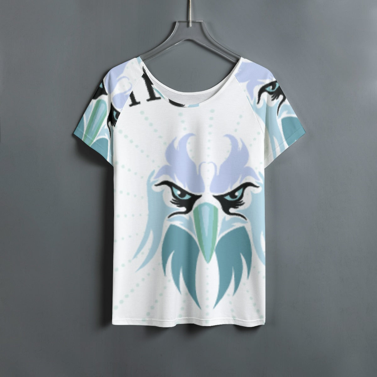 All-Over Print Women's Round Neck T-shirt With Raglan Sleeve