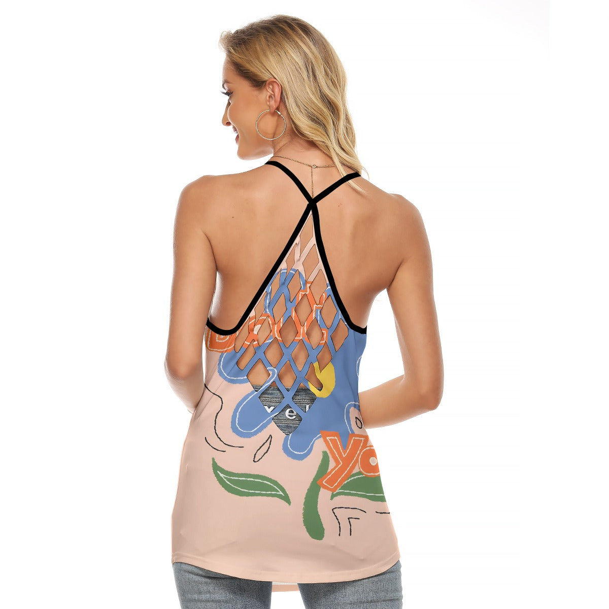 All-Over Print Women's Criss-Cross Open Back Tank Top