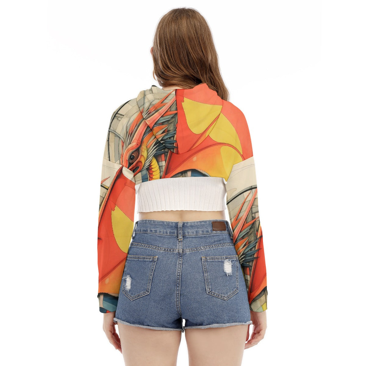 All-Over Print Women's Smock Short Hoodie With Long Sleeve