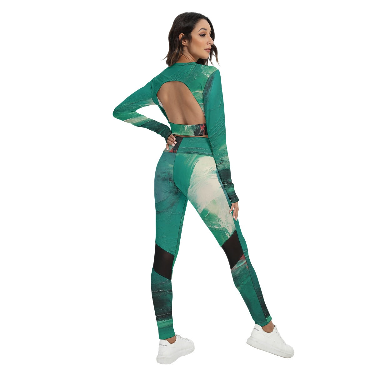All-Over Print Women's Sport Set With Backless Top And Leggings