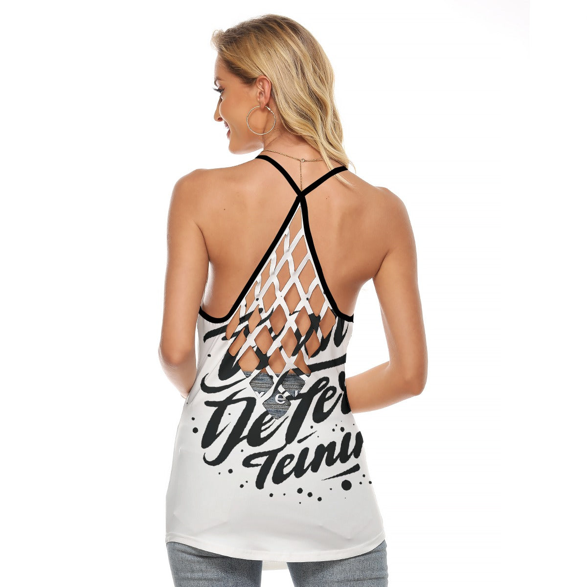 All-Over Print Women's Criss-Cross Open Back Tank Top