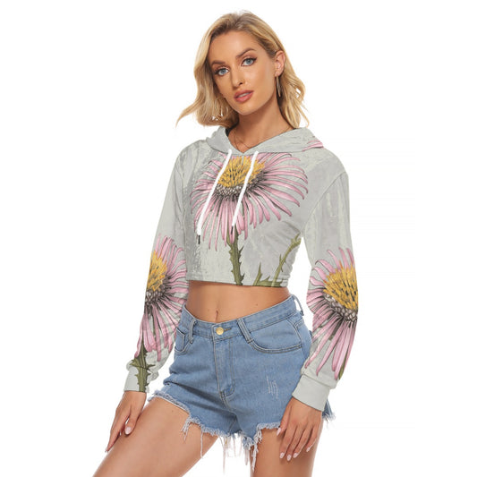 All-Over Print Women's Crop Top Hoodie|Velvet