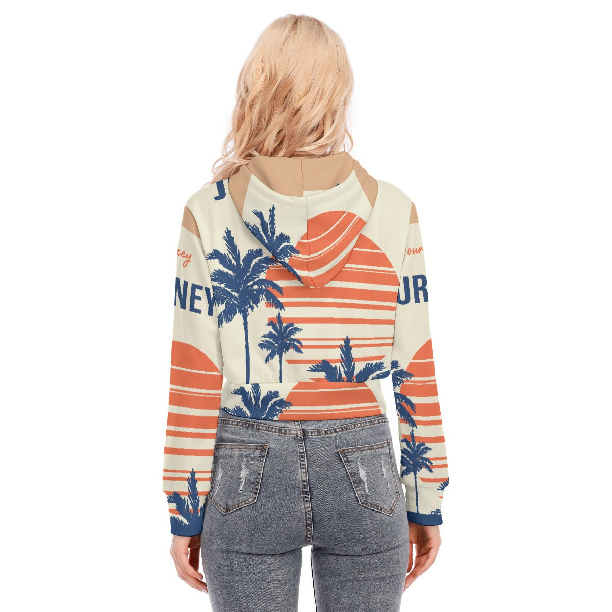 All-Over Print Women's Crop Top Hoodie With Zipper Closure