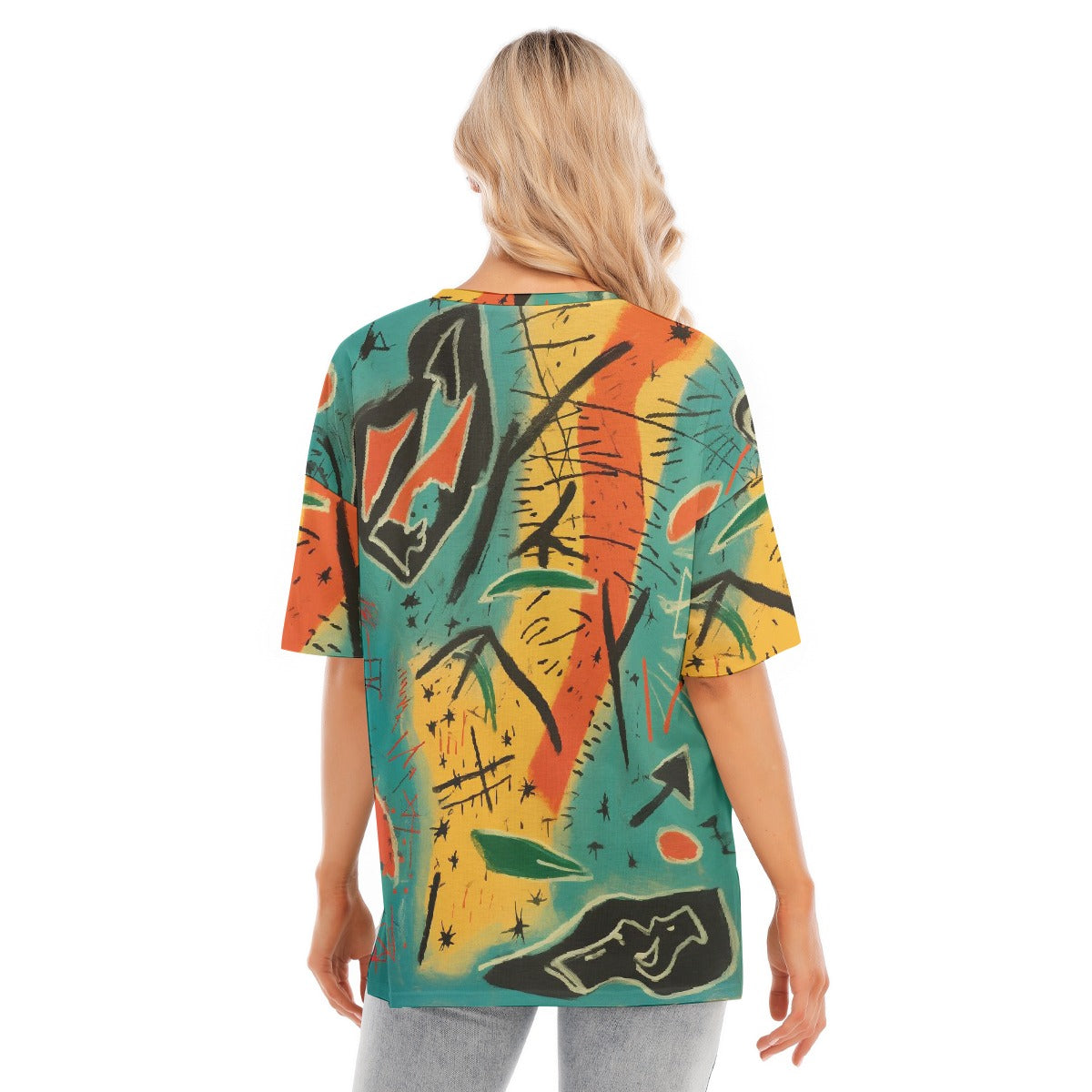 All-Over Print Women's Short Sleeves T-shirt With Hem Split