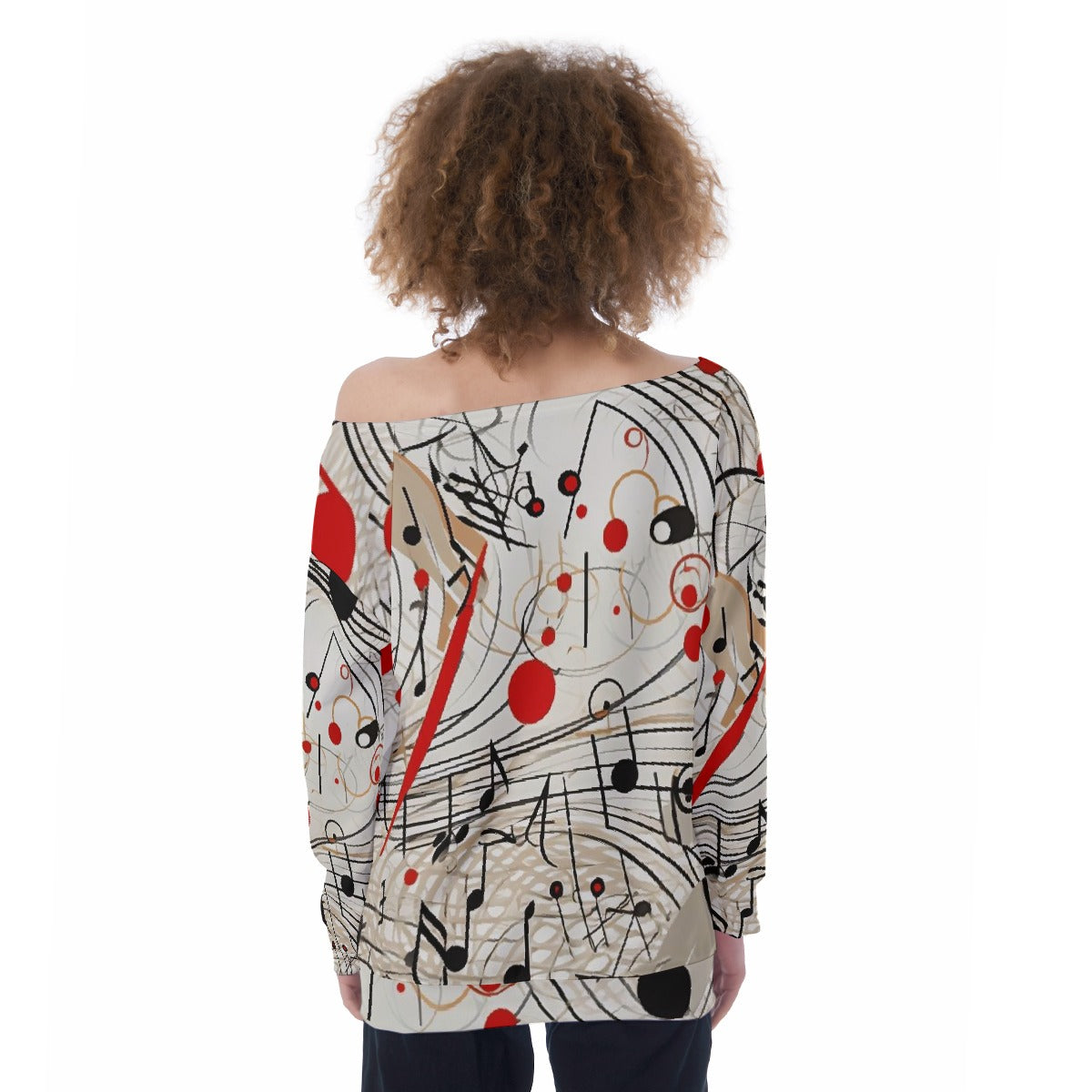 All-Over Print Oversized Women's Off-Shoulder Sweatshirt