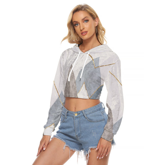 All-Over Print Women's Crop Top Hoodie|Velvet