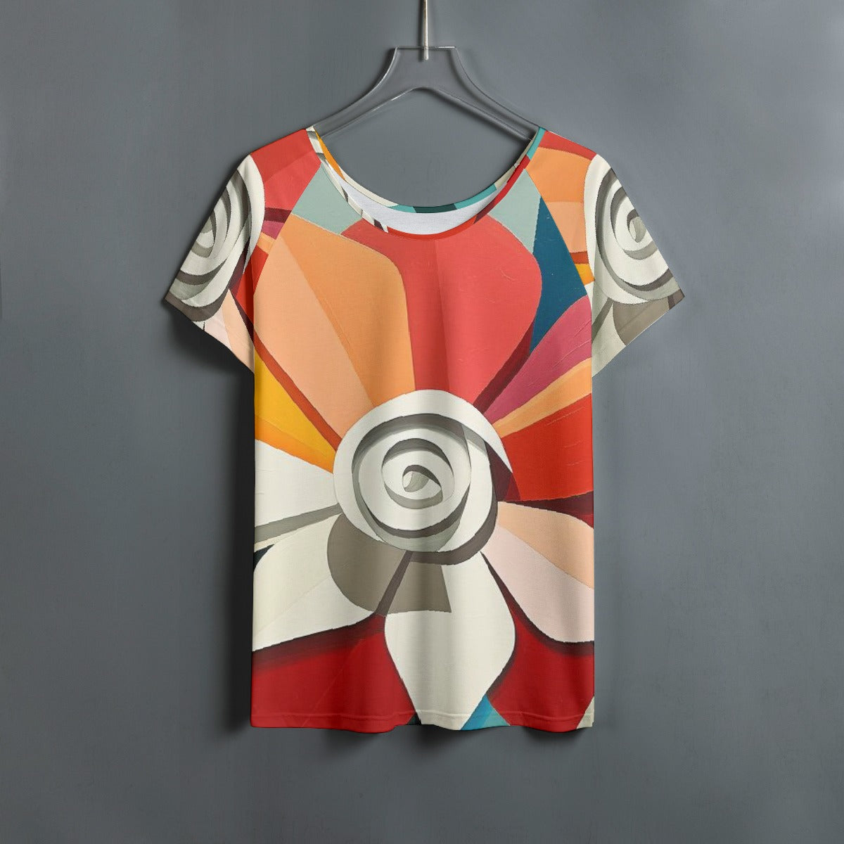 All-Over Print Women's Round Neck T-shirt With Raglan Sleeve