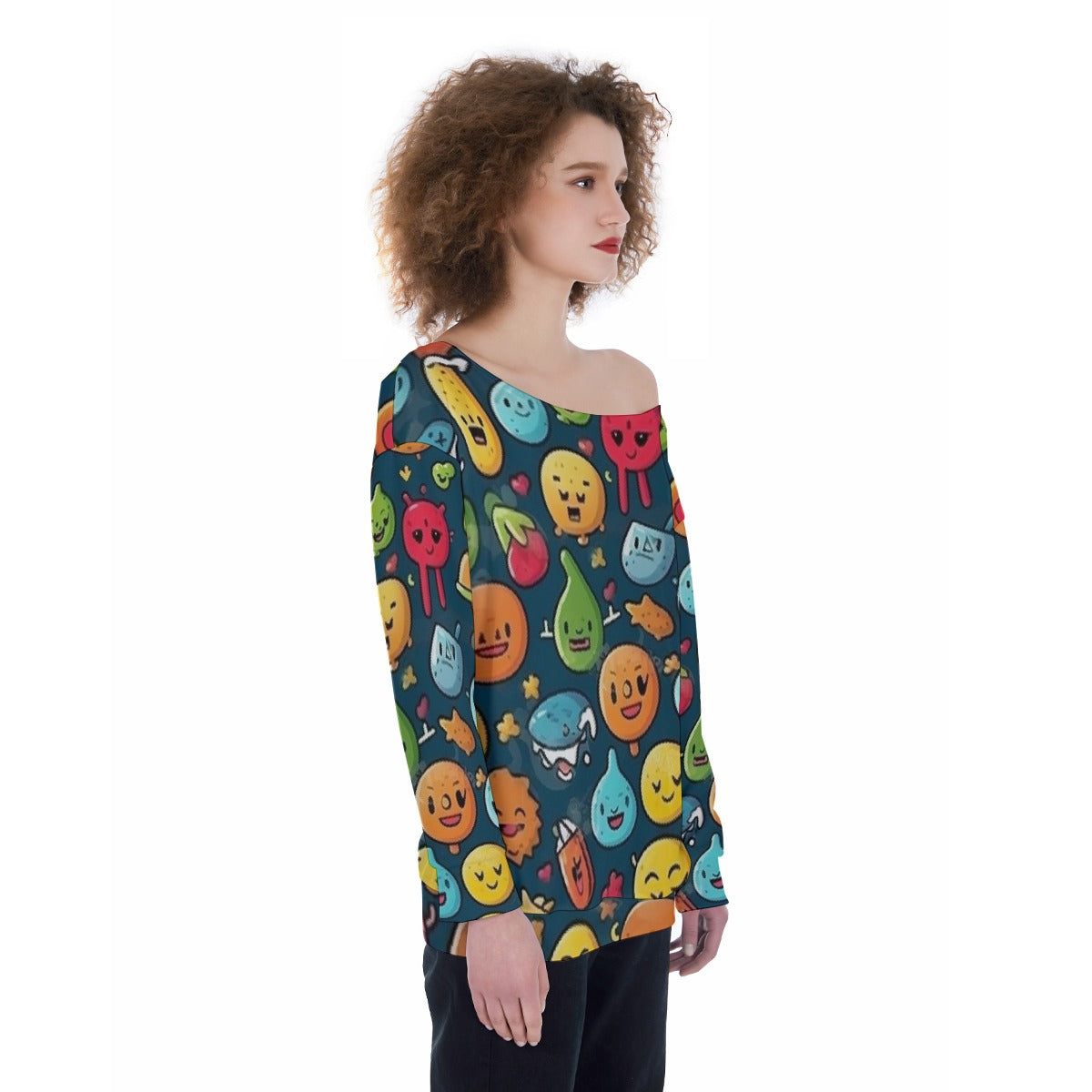 All-Over Print Oversized Women's Off-Shoulder Sweatshirt
