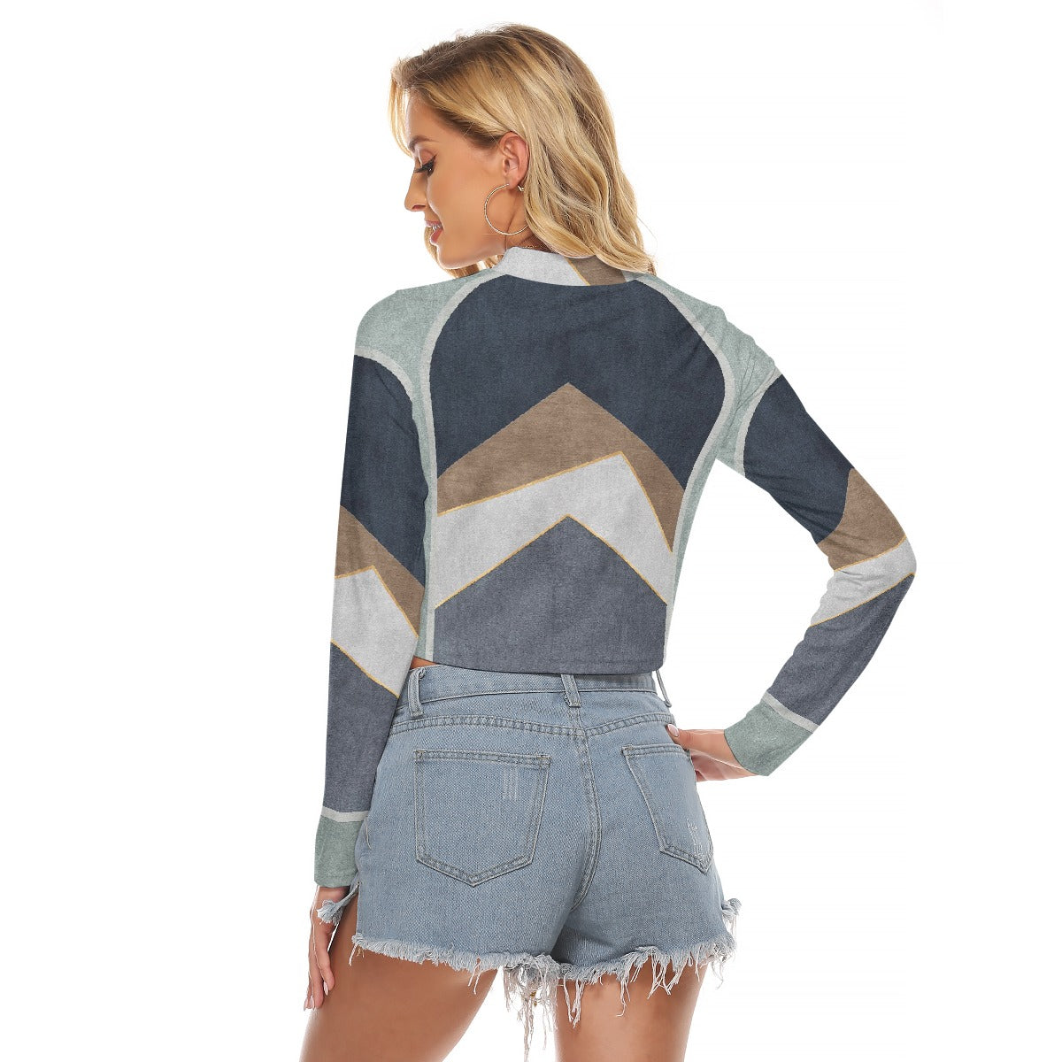 All-Over Print Women's Hollow Chest Keyhole Tight Crop Top