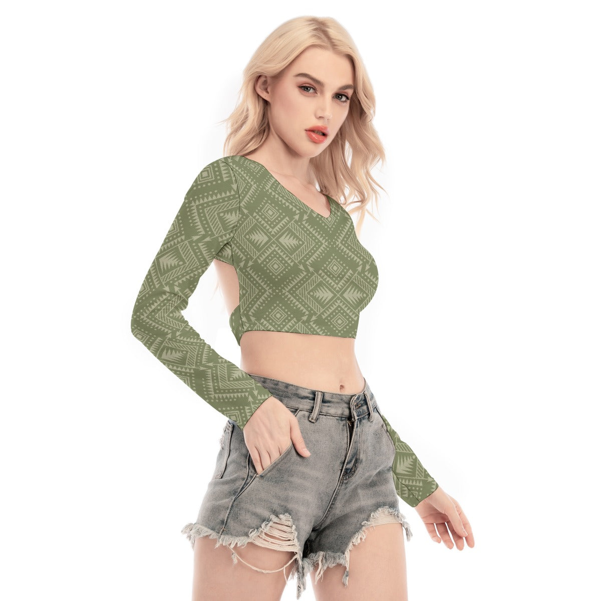 All-Over Print Women's Back Hollow T-shirt With Strap