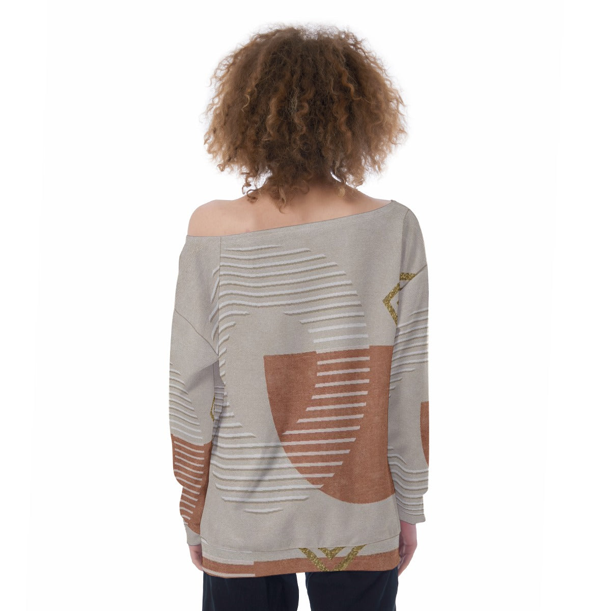All-Over Print Oversized Women's Off-Shoulder Sweatshirt