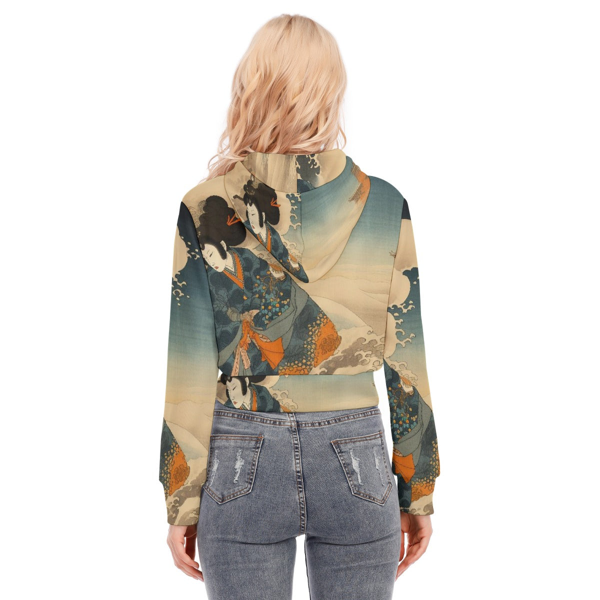 All-Over Print Women's Crop Top Hoodie With Zipper Closure