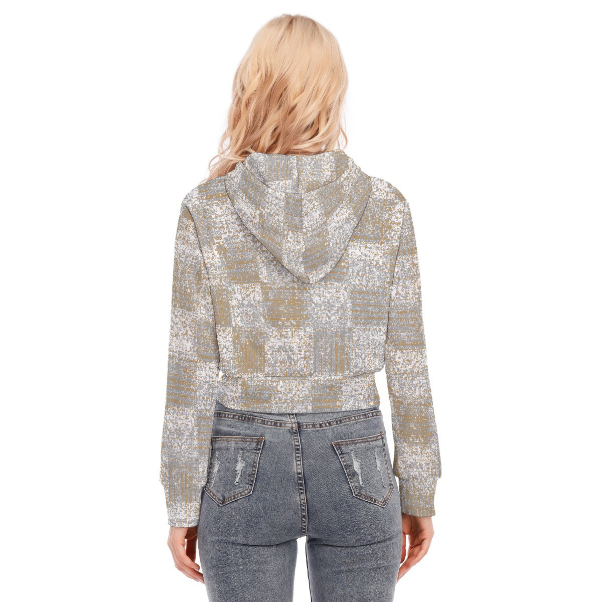 All-Over Print Women's Crop Top Hoodie With Zipper Closure