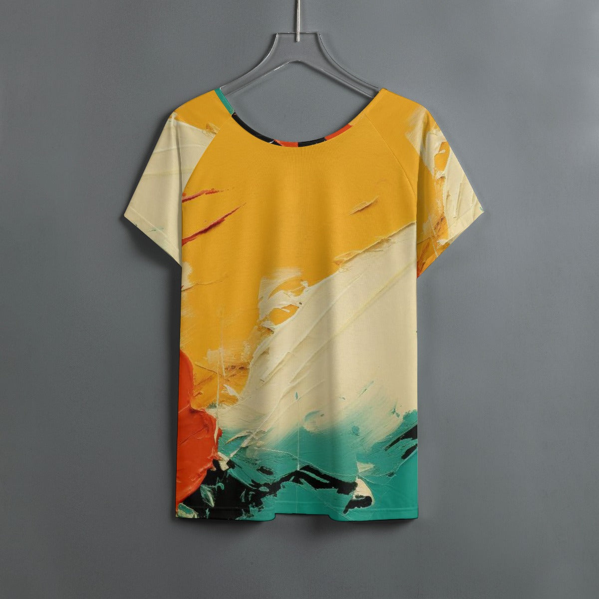 All-Over Print Women's Round Neck T-shirt With Raglan Sleeve