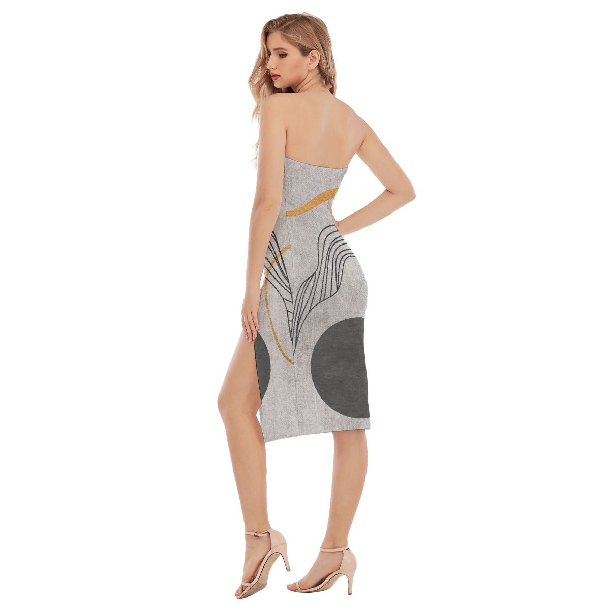 All-Over Print Women's Side Split Tube Top Dress