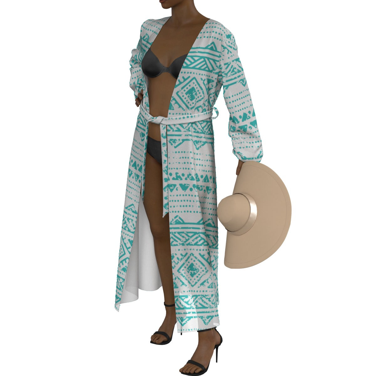 All-Over Print Women's Lace-up Chiffon Robe