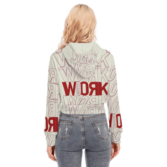 All-Over Print Women's Crop Top Hoodie With Zipper Closure
