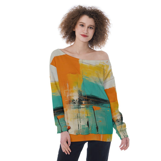 All-Over Print Oversized Women's Off-Shoulder Sweatshirt