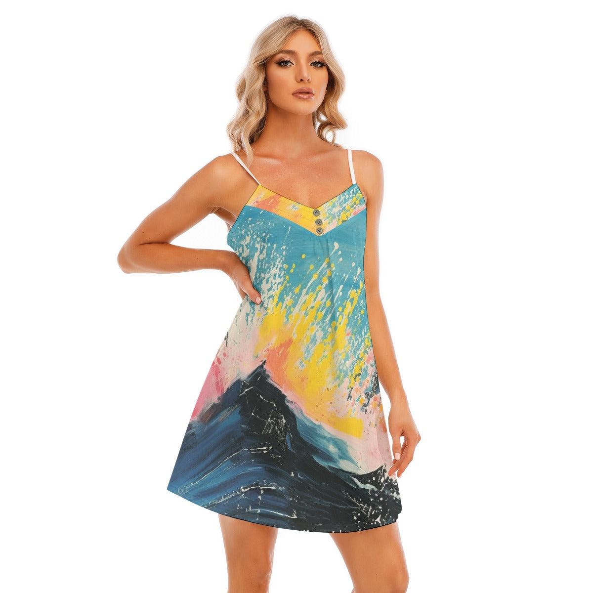 All-Over Print Women's V-neck Cami Dress