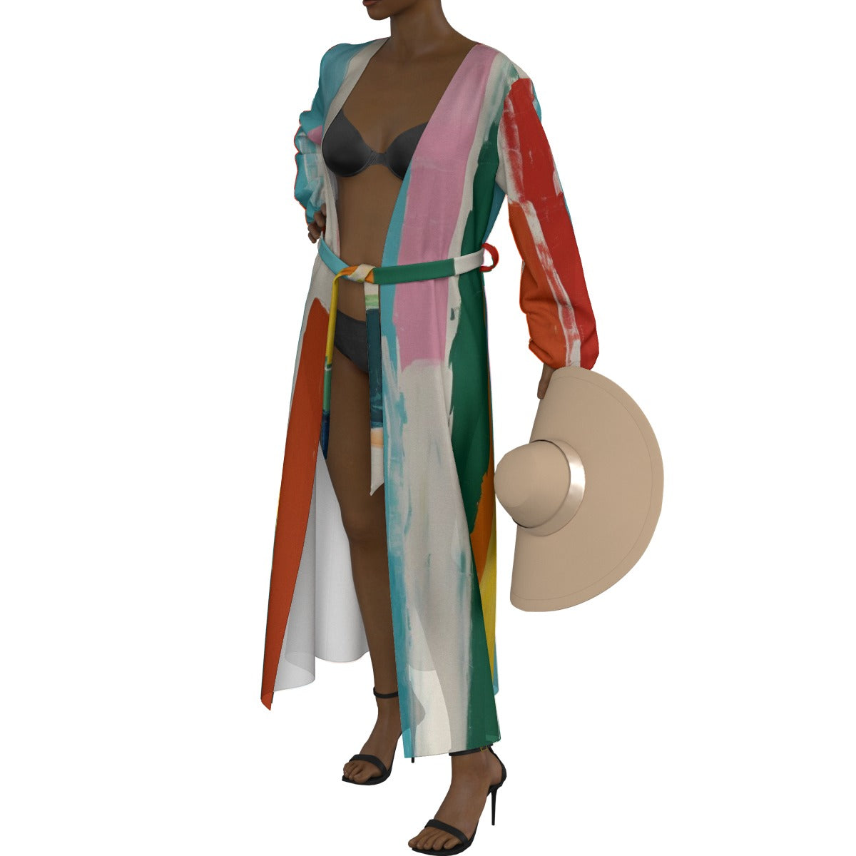 All-Over Print Women's Lace-up Chiffon Robe