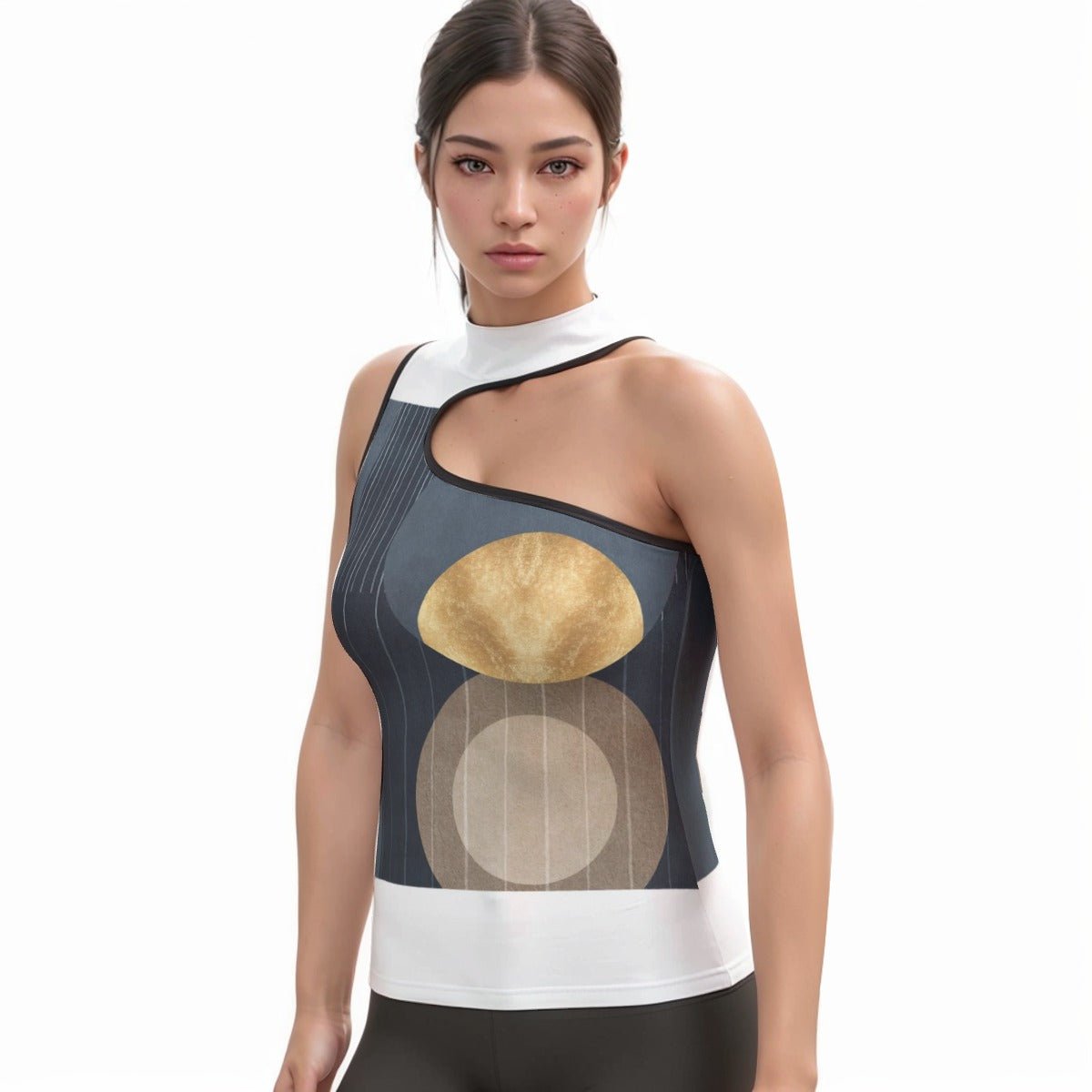 All-Over Print Women's Halter Sleeveless Asymmetrical Tank Top