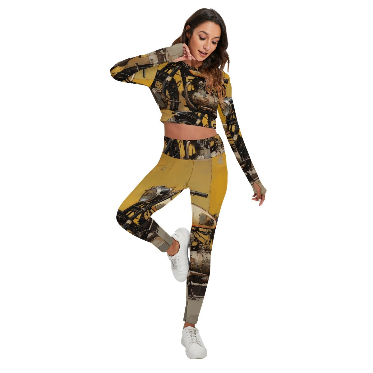 All-Over Print Women's Sport Set With Backless Top And Leggings