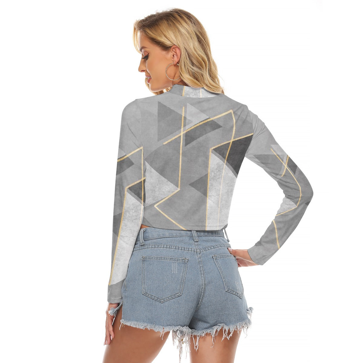 All-Over Print Women's Hollow Chest Keyhole Tight Crop Top