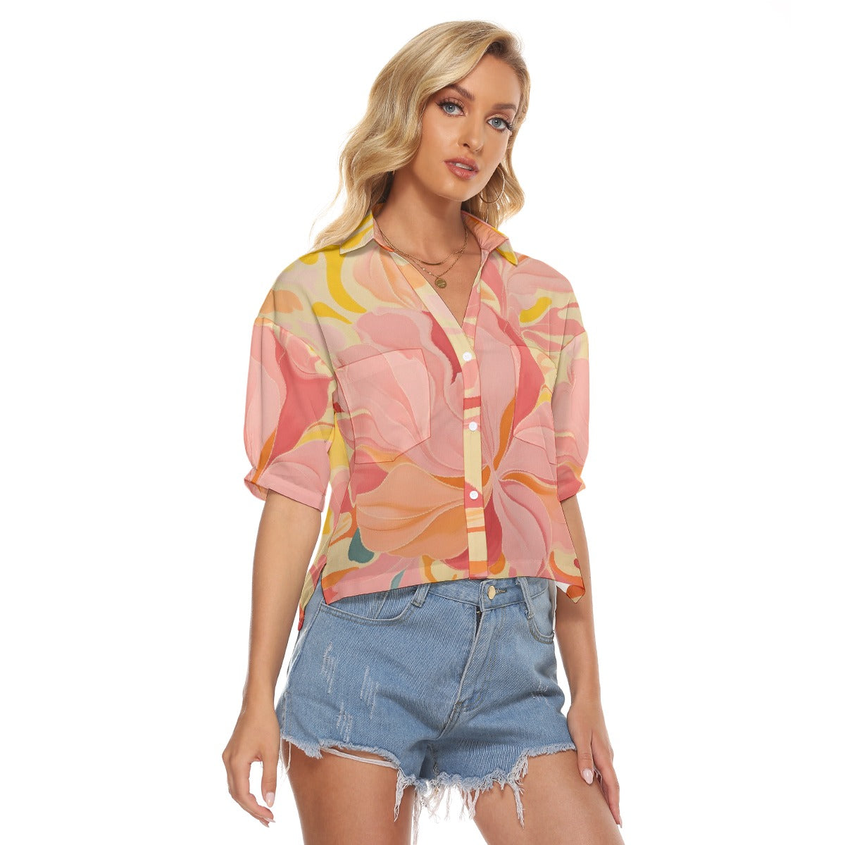 All-Over Print Women's V-neck Shirts