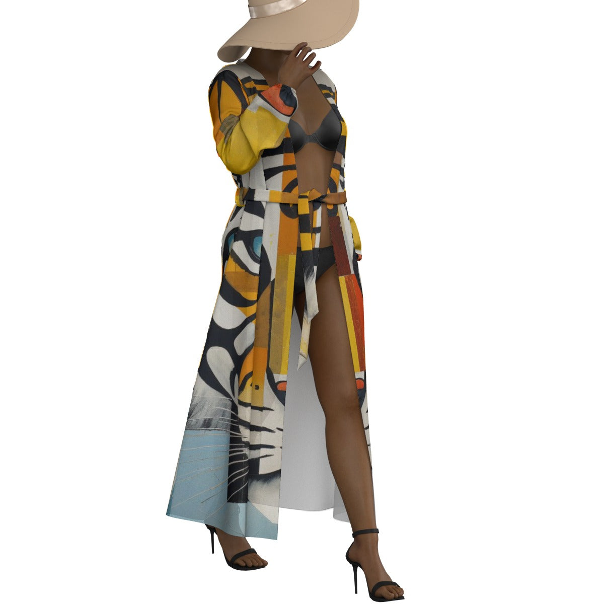 All-Over Print Women's Lace-up Chiffon Robe