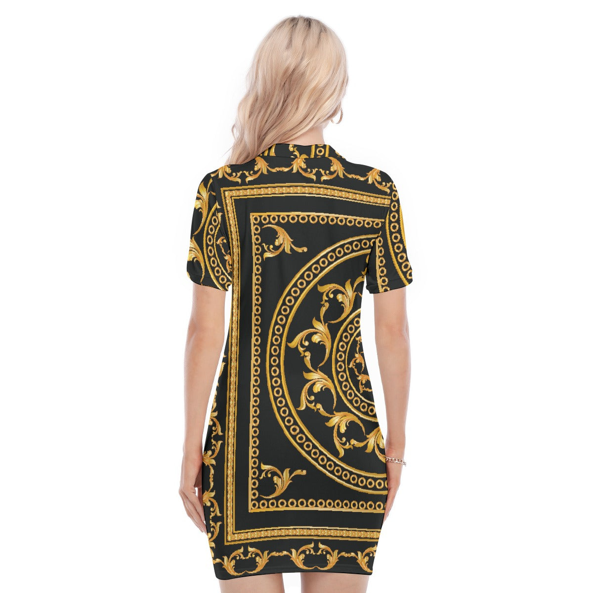 All-Over Print Women's Polo Collar Dress