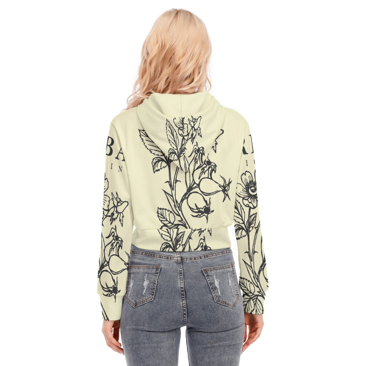All-Over Print Women's Crop Top Hoodie With Zipper Closure