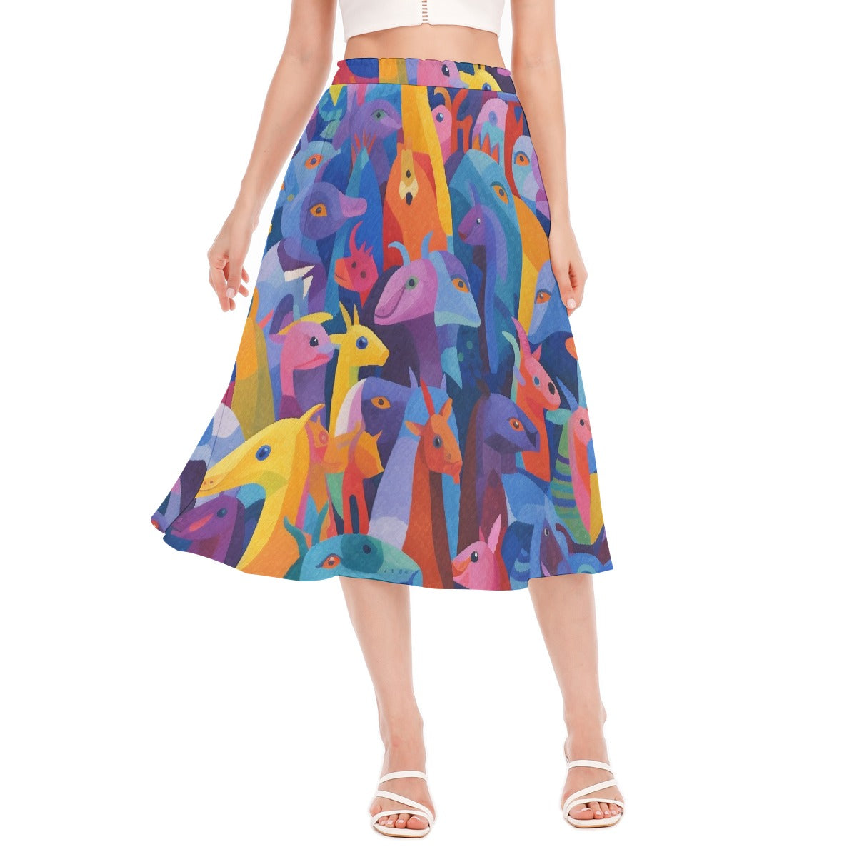 All-Over Print Women's Long Section Chiffon Skirt
