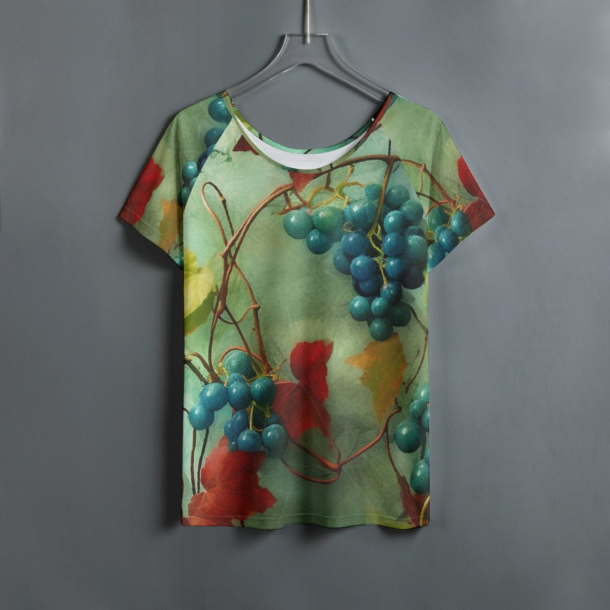 All-Over Print Women's Round Neck T-shirt With Raglan Sleeve