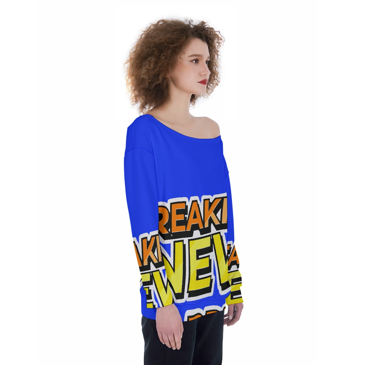 All-Over Print Oversized Women's Off-Shoulder Sweatshirt