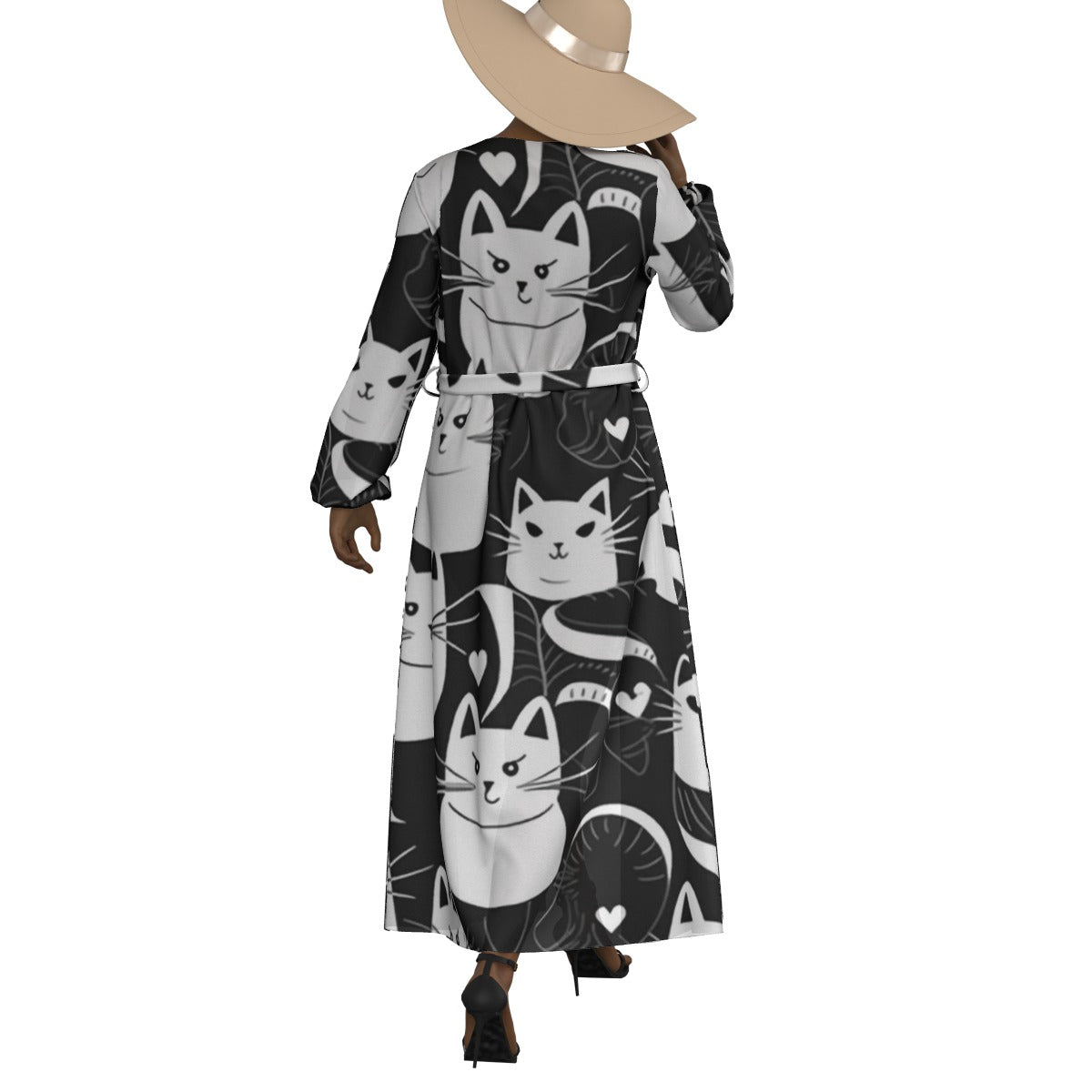 All-Over Print Women's Lace-up Chiffon Robe