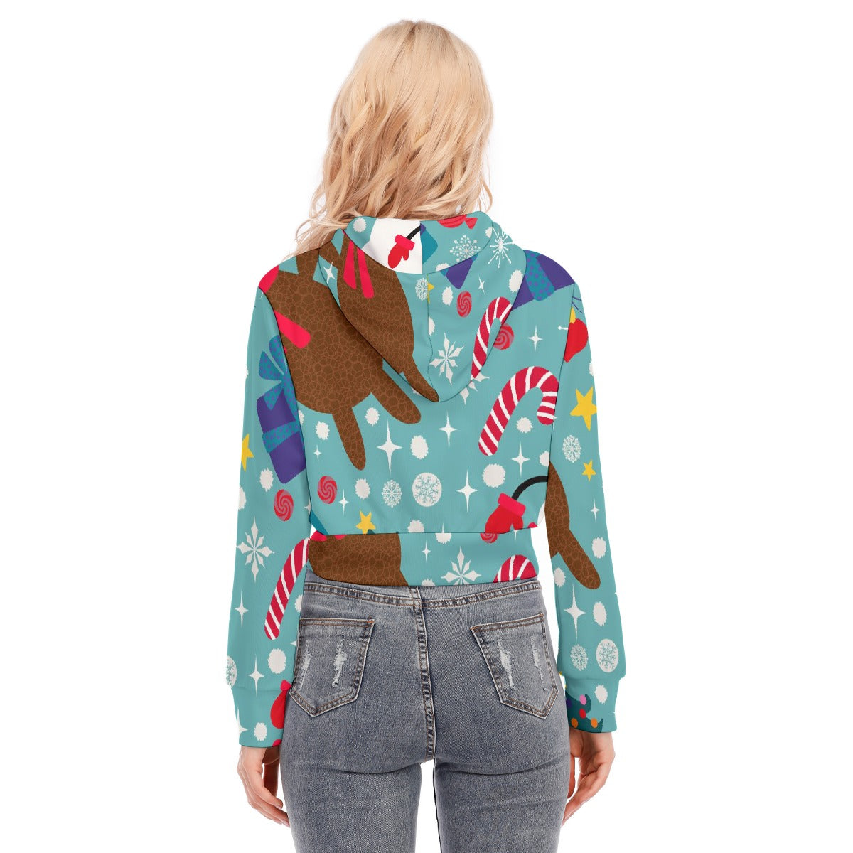 All-Over Print Women's Crop Top Hoodie With Zipper Closure