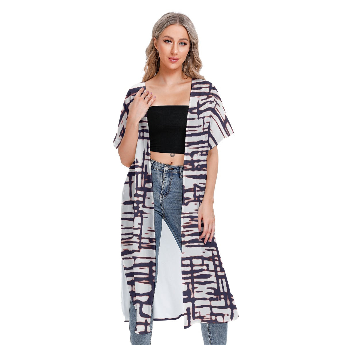 All-Over Print Women's Short Sleeve Cardigan
