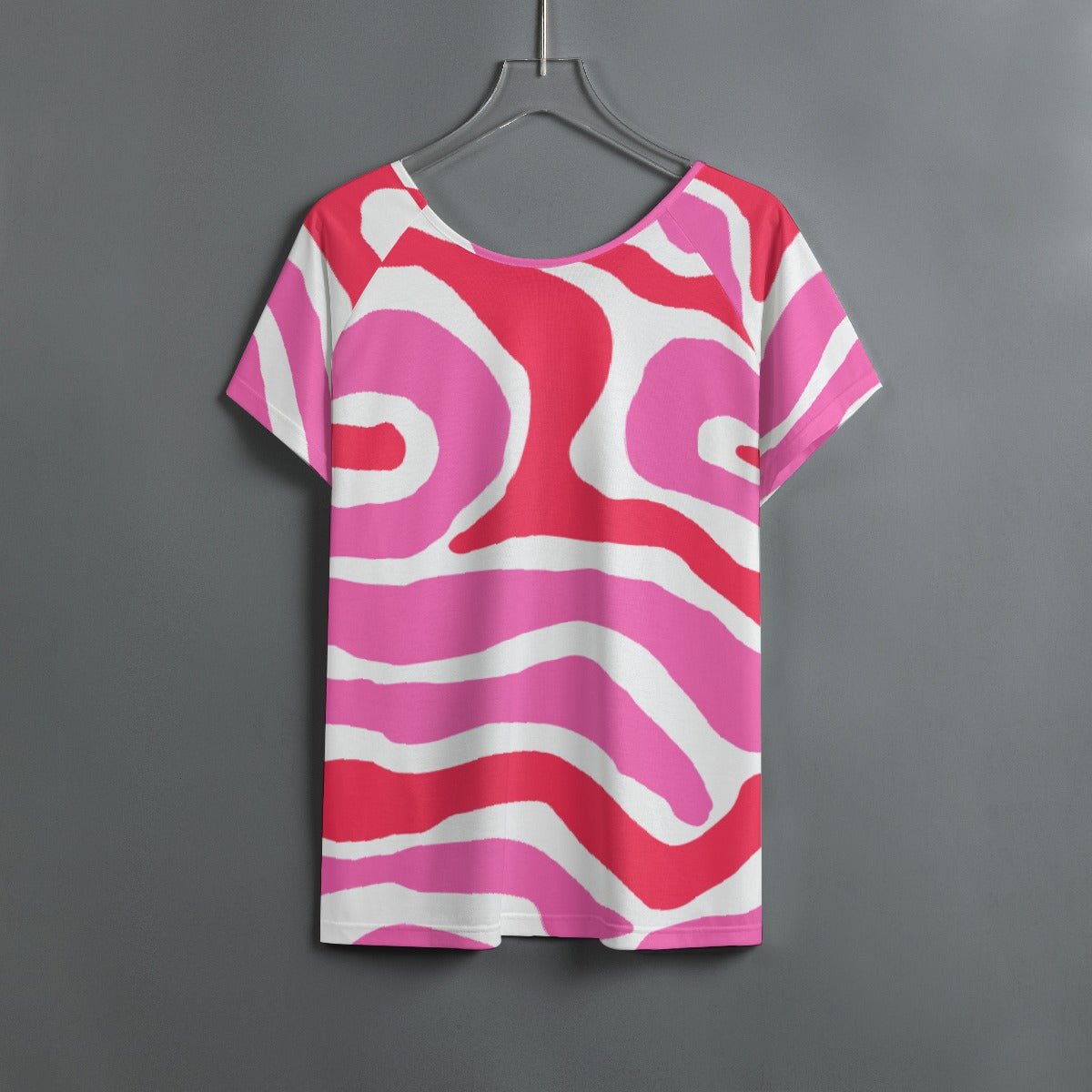 All-Over Print Women's Round Neck T-shirt With Raglan Sleeve