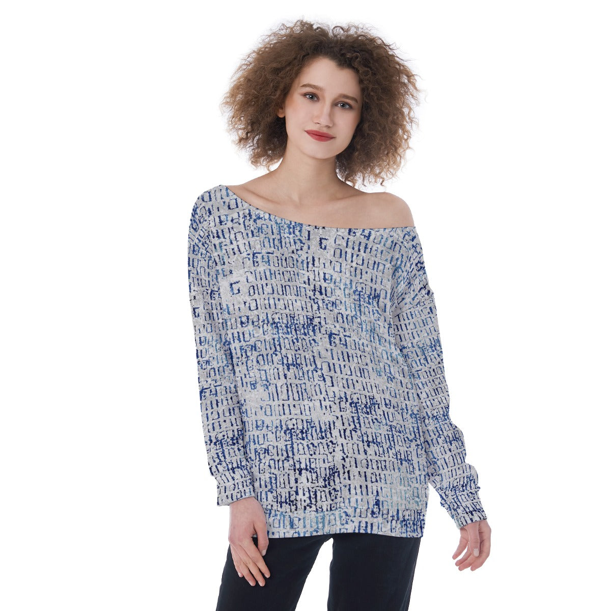 All-Over Print Oversized Women's Off-Shoulder Sweatshirt