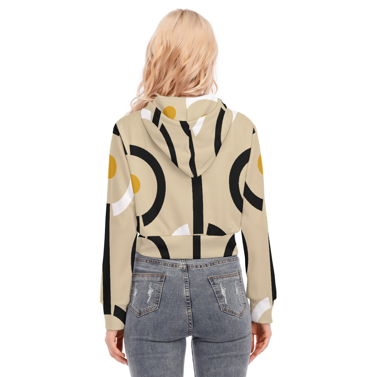 All-Over Print Women's Crop Top Hoodie With Zipper Closure