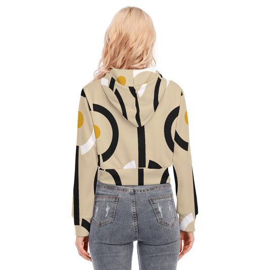 All-Over Print Women's Crop Top Hoodie With Zipper Closure
