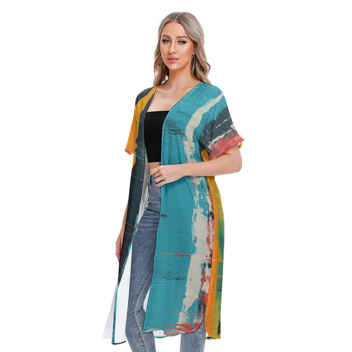 All-Over Print Women's Short Sleeve Cardigan