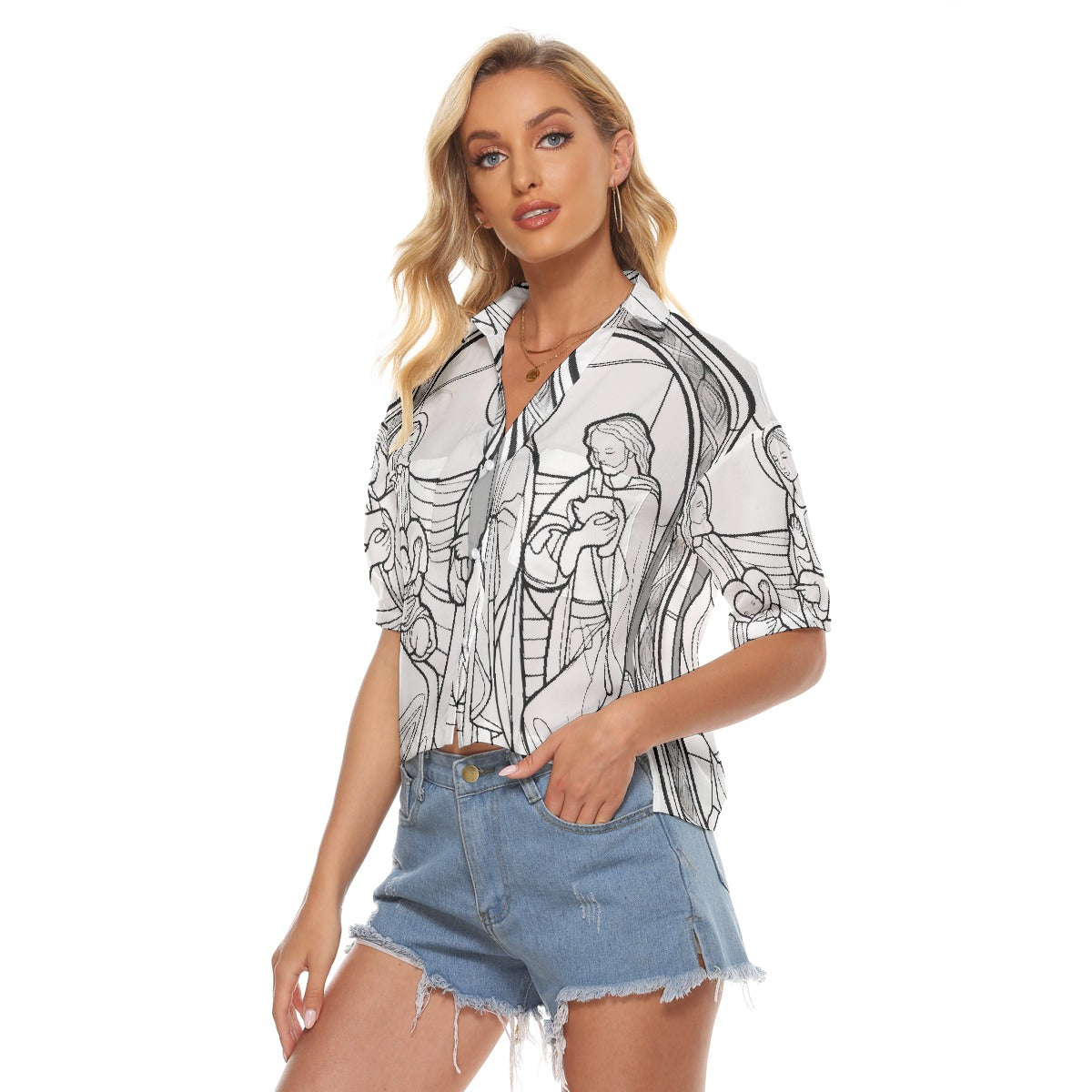 All-Over Print Women's V-neck Shirts