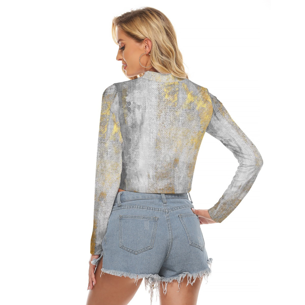 All-Over Print Women's Hollow Chest Keyhole Tight Crop Top