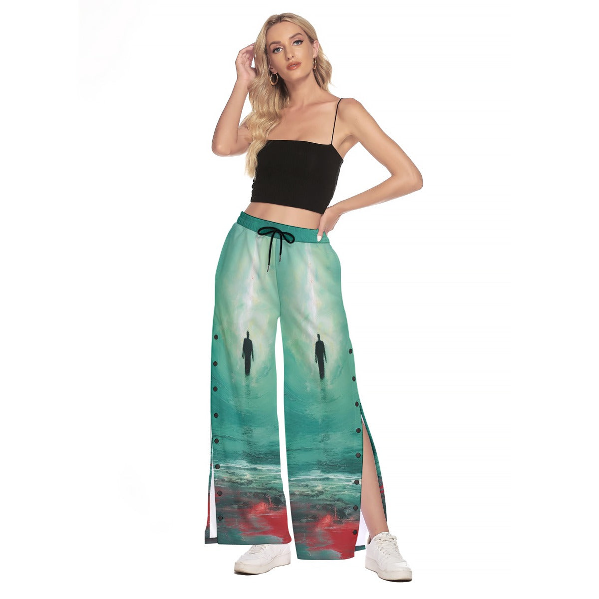 All-Over Print Women's Side Slit Snap Button Trousers