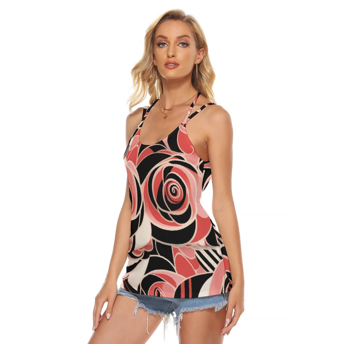 All-Over Print Women's Halter Top With Backless